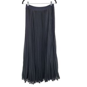 BCBGMAXAZRIA Accordion Pleated Maxi Skirt M Black Sheer Elastic Waist Formal
